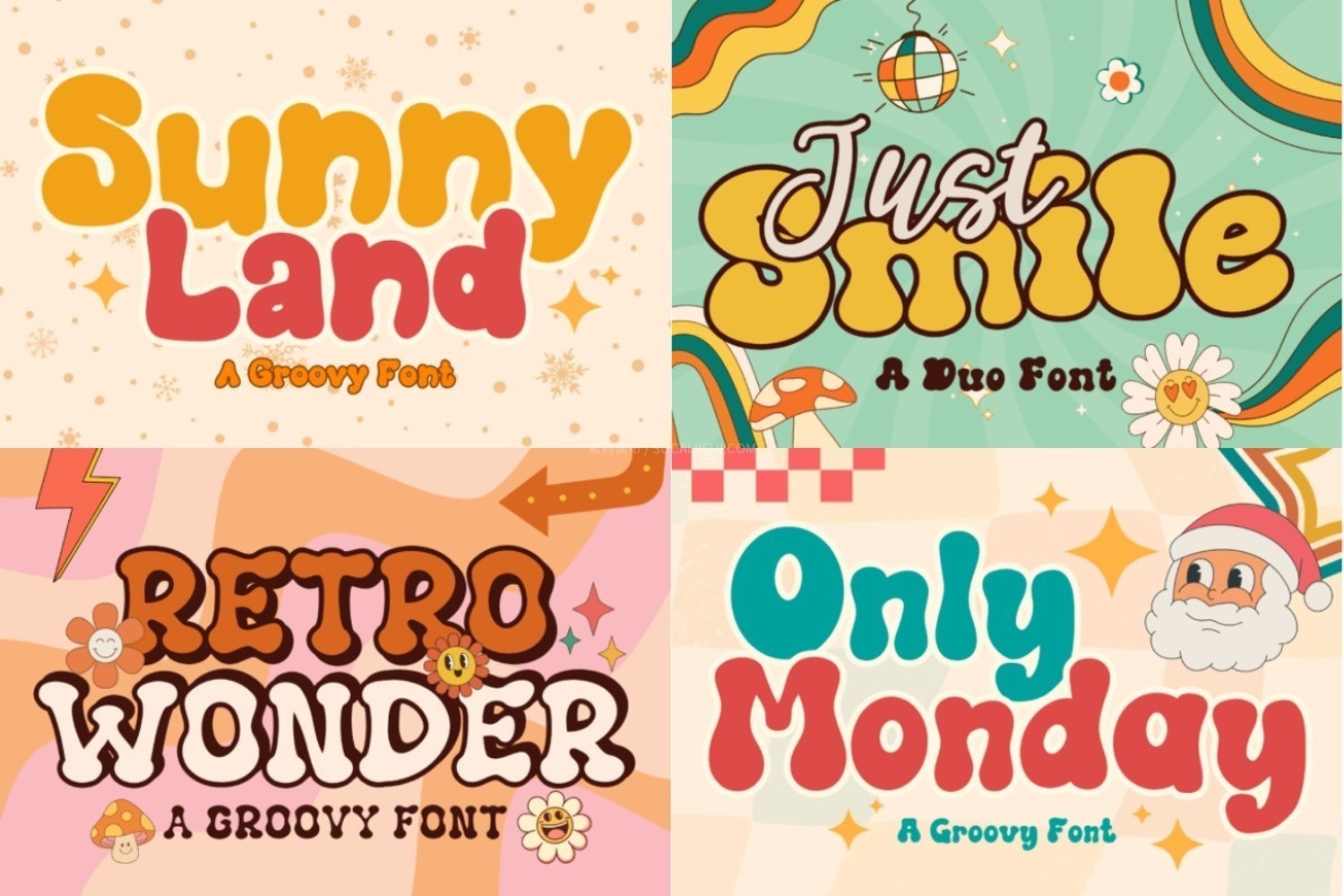 44款可爱迷幻复古英文艺术字体合集